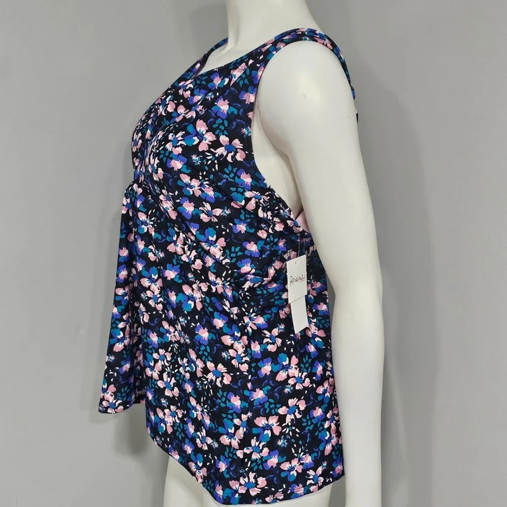 Raisins Curve Trendy Plus Size Tanzania Floral Tankini Top - Picture 3 of 8